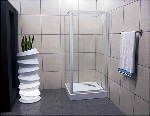 White Pivot shower door